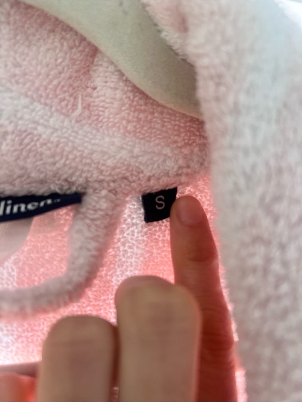 Brooklinen Pink Stripe Terry Cloth Robe Size Small Soft Spa Bathrobe Limited - Picture 4 of 6